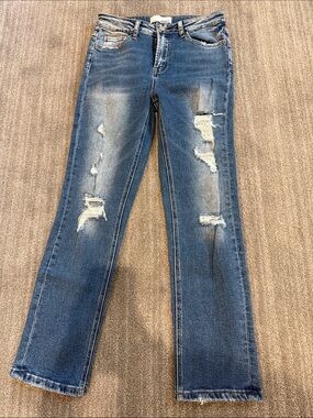 Vervet High Rise Distressed Straight Leg Jeans Size 26 EUC